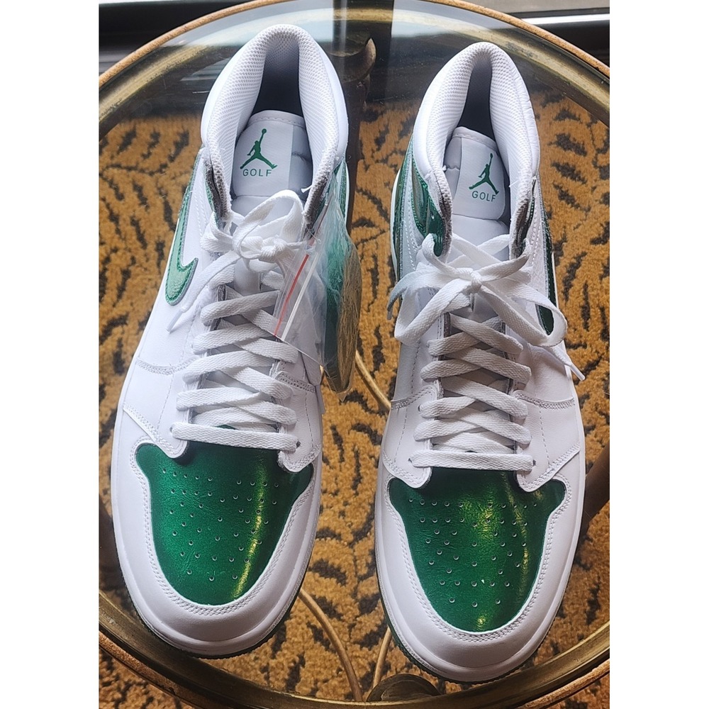 $180 Nike Air Jordan 1 High Golf Shoes Metallic Green DQ0660-130 Size 12